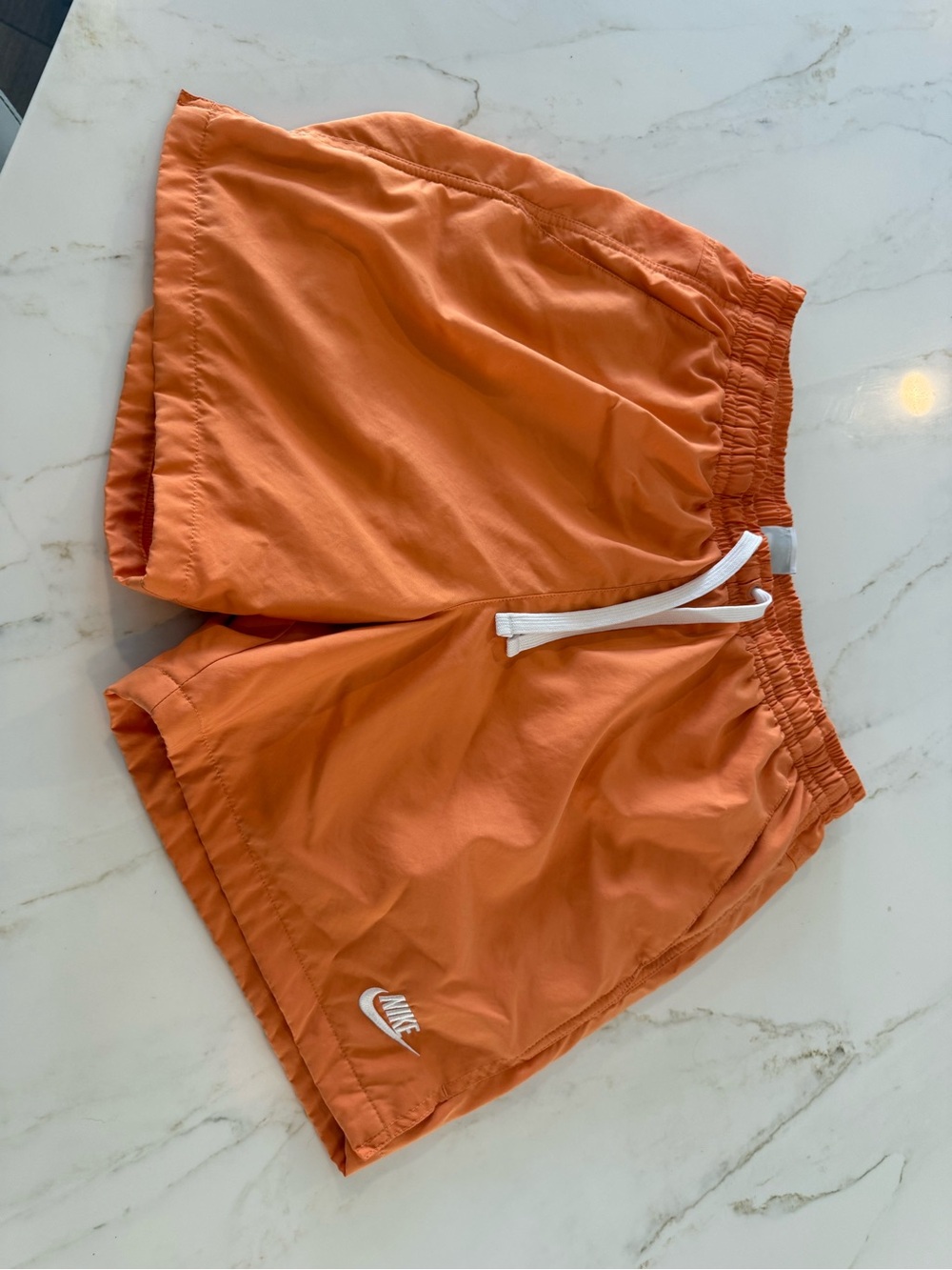 Nike Orange Women's Athletic Shorts with White Drawstring